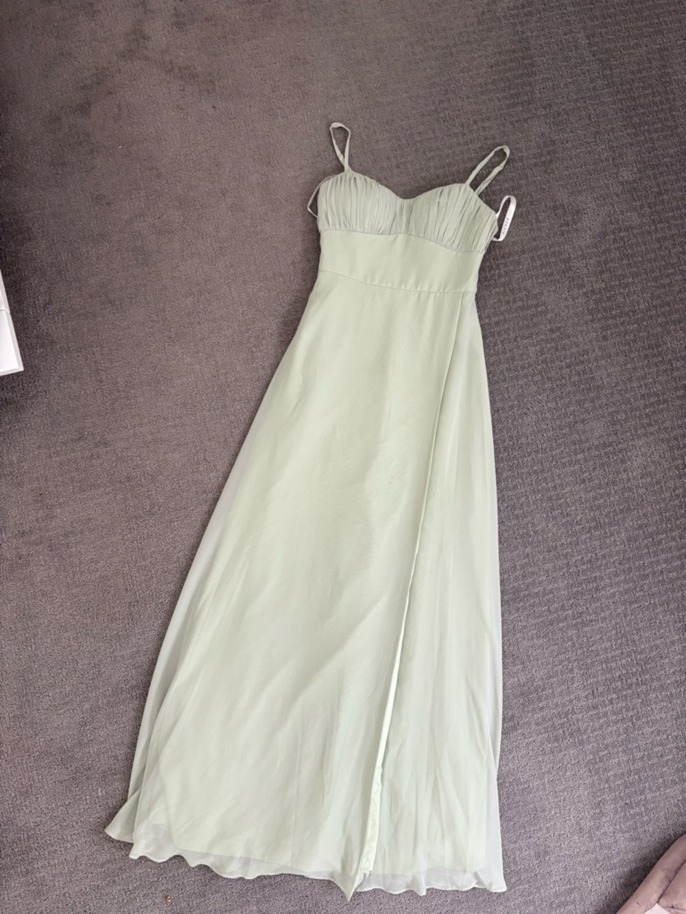 Azazie Light Green Spaghetti Strap Maxi Gown